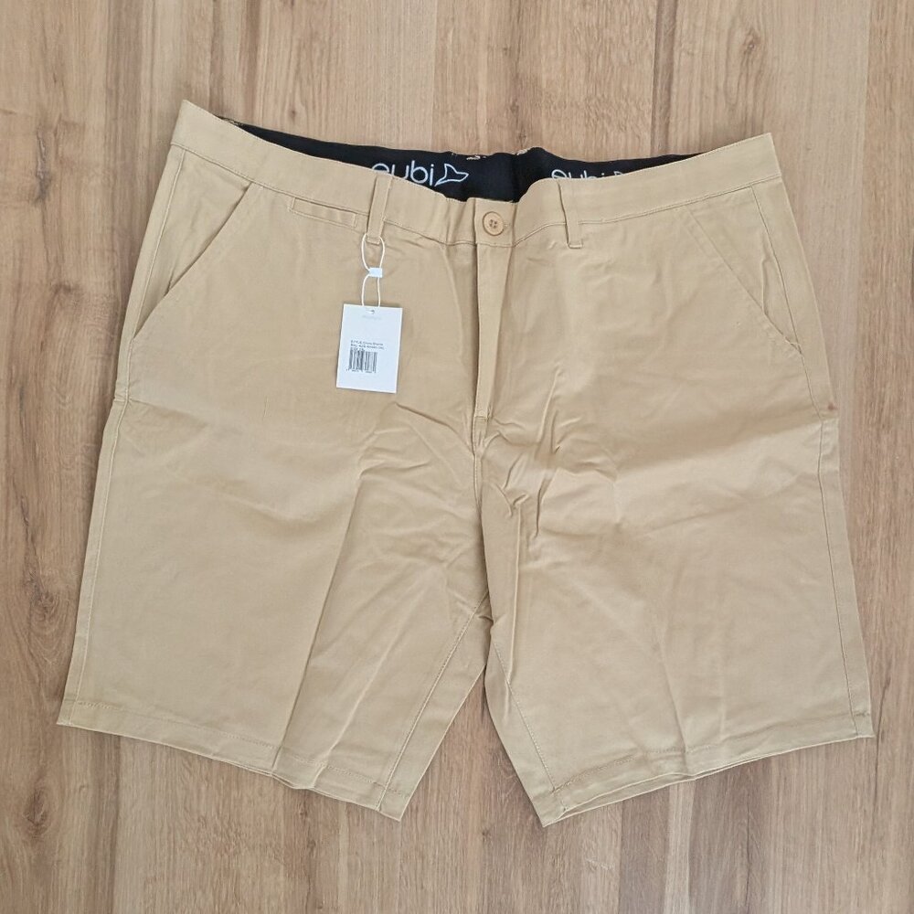 NWT Eubi Classic Chino Shorts Stretch 9" inseam Khaki XXXL